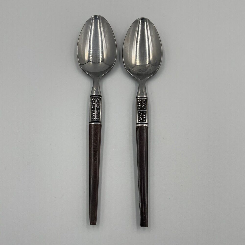 2 QTY Teaspoons EKCO Eterna La Joya MCM Japan Stainless Danish Replacement 6.5in